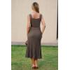 image:imageArachampCloz Womens Wool Blend Square Neck Tie Waist Pleated Summer Sweater Dress 2026Coffee