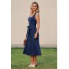image:imageArachampCloz Womens Wool Blend Square Neck Tie Waist Pleated Summer Sweater Dress 2026Navy