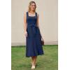 image:imageArachampCloz Womens Wool Blend Square Neck Tie Waist Pleated Summer Sweater Dress 2026Navy