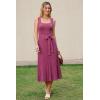 image:imageArachampCloz Womens Wool Blend Square Neck Tie Waist Pleated Summer Sweater Dress 2026Rose Red
