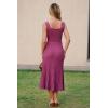 image:imageArachampCloz Womens Wool Blend Square Neck Tie Waist Pleated Summer Sweater Dress 2026Rose Red