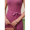 image:imageArachampCloz Womens Wool Blend Square Neck Tie Waist Pleated Summer Sweater Dress 2026Rose Red