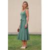 image:imageArachampCloz Womens Wool Blend Square Neck Tie Waist Pleated Summer Sweater Dress 2026Sage Green