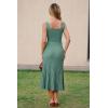 image:imageArachampCloz Womens Wool Blend Square Neck Tie Waist Pleated Summer Sweater Dress 2026Sage Green