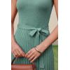 image:imageArachampCloz Womens Wool Blend Square Neck Tie Waist Pleated Summer Sweater Dress 2026Sage Green