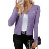 image:imageArachampCloz Womens 2025 Summer Lightweight Cardigan Long Sleeve Cable Knit Hollow Out Bow Embroidery TopsPurple