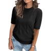 image:imageArachampCloz Womens Summer Fall Lightweight Tops Short Sleeve Dressy BlouseBlack