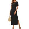 image:imageArachampCloz Womens Wool Blend Lightweight Spring Casual T Shirts Maxi Dress 2026Black