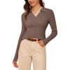 image:imageArachampCloz Womens Wool Blend Polo Sweater Shirt Business Casual Slim Fitted Fall Tops 2025Coffee