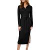 image:imageArachampCloz Womens Wool Blend Side Slit Polo Sweater Dresses 2025 Fall Business Casual OutfitsBlack
