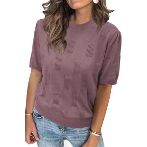 image:imageArachampCloz Womens Summer Fall Lightweight Tops Short Sleeve Dressy BlouseDusty Rose