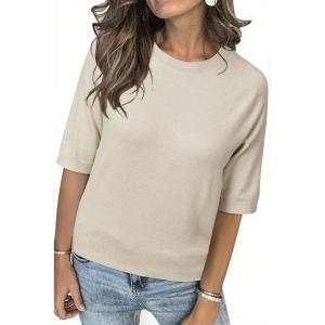 image:imageArachampCloz Womens Summer Fall Lightweight Tops Short Sleeve Dressy BlouseZkhaki