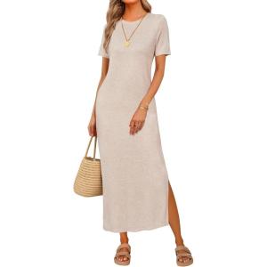 image:imageArachampCloz Womens Wool Blend Lightweight Spring Casual T Shirts Maxi Dress 2026Apricot