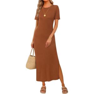 image:imageArachampCloz Womens Wool Blend Lightweight Spring Casual T Shirts Maxi Dress 2026Caramel