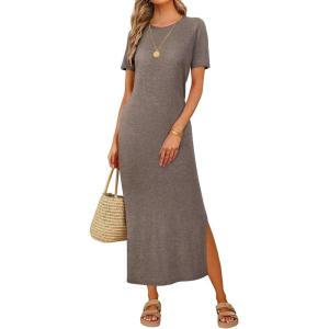 image:imageArachampCloz Womens Wool Blend Lightweight Spring Casual T Shirts Maxi Dress 2026Coffee
