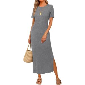 image:imageArachampCloz Womens Wool Blend Lightweight Spring Casual T Shirts Maxi Dress 2026Gray