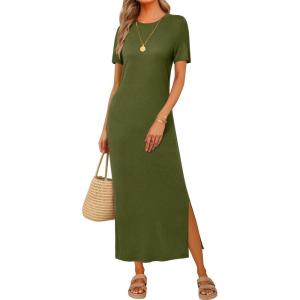 image:imageArachampCloz Womens Wool Blend Lightweight Spring Casual T Shirts Maxi Dress 2026Olive Green