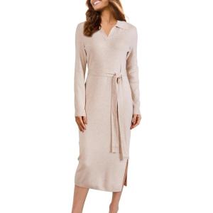 image:imageArachampCloz Womens Wool Blend Side Slit Polo Sweater Dresses 2025 Fall Business Casual OutfitsBeige