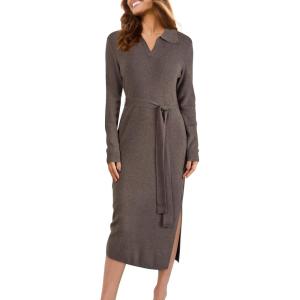 image:imageArachampCloz Womens Wool Blend Side Slit Polo Sweater Dresses 2025 Fall Business Casual OutfitsCoffee