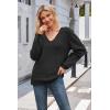 image:imageArachampCloz Womens 2024 Fall Long Sleeve V Neck Off Shoulder Tops Knit Pullover Sweater Loose Casual ClothesBlack