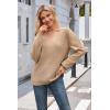 image:imageArachampCloz Womens 2024 Fall Long Sleeve V Neck Off Shoulder Tops Knit Pullover Sweater Loose Casual ClothesCamel