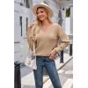 image:imageArachampCloz Womens 2024 Fall Long Sleeve V Neck Off Shoulder Tops Knit Pullover Sweater Loose Casual ClothesCamel