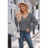 image:imageArachampCloz Womens 2024 Fall Long Sleeve V Neck Off Shoulder Tops Knit Pullover Sweater Loose Casual ClothesDark Gray