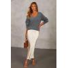 image:imageArachampCloz Womens 2024 Fall Long Sleeve V Neck Off Shoulder Tops Knit Pullover Sweater Loose Casual ClothesDark Gray