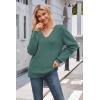 image:imageArachampCloz Womens 2024 Fall Long Sleeve V Neck Off Shoulder Tops Knit Pullover Sweater Loose Casual ClothesGreen