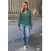 image:imageArachampCloz Womens 2024 Fall Long Sleeve V Neck Off Shoulder Tops Knit Pullover Sweater Loose Casual ClothesGreen