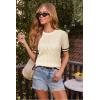 image:imageArachampCloz Womens Cotton Blend Breathable Crochet Summer Tops 2025Apricot Black