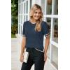 image:imageArachampCloz Womens Cotton Blend Breathable Crochet Summer Tops 2025Navy Apricot