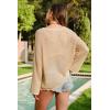 image:imageArachampCloz Womens Linen Summer Fall Lightweight Crochet Tops Beach Cover Up 2025Apricot