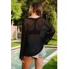 image:imageArachampCloz Womens Linen Summer Fall Lightweight Crochet Tops Beach Cover Up 2025Black