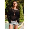 image:imageArachampCloz Womens Linen Summer Fall Lightweight Crochet Tops Beach Cover Up 2025Black