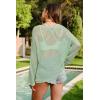 image:imageArachampCloz Womens Linen Summer Fall Lightweight Crochet Tops Beach Cover Up 2025Green