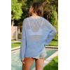 image:imageArachampCloz Womens Linen Summer Fall Lightweight Crochet Tops Beach Cover Up 2025Light Blue