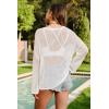 image:imageArachampCloz Womens Linen Summer Fall Lightweight Crochet Tops Beach Cover Up 2025Offwhite
