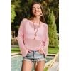 image:imageArachampCloz Womens Linen Summer Fall Lightweight Crochet Tops Beach Cover Up 2025Pink