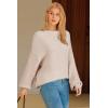 image:imageArachampCloz Womens Wool Blend Crewneck Fall Trendy Oversized Waffle Sweaters 2025Apricot