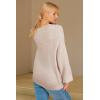 image:imageArachampCloz Womens Wool Blend Crewneck Fall Trendy Oversized Waffle Sweaters 2025Apricot