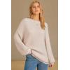 image:imageArachampCloz Womens Wool Blend Crewneck Fall Trendy Oversized Waffle Sweaters 2025Apricot