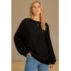 image:imageArachampCloz Womens Wool Blend Crewneck Fall Trendy Oversized Waffle Sweaters 2025Black