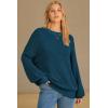 image:imageArachampCloz Womens Wool Blend Crewneck Fall Trendy Oversized Waffle Sweaters 2025Dark Blue