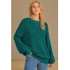 image:imageArachampCloz Womens Wool Blend Crewneck Fall Trendy Oversized Waffle Sweaters 2025Dark Green