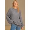 image:imageArachampCloz Womens Wool Blend Crewneck Fall Trendy Oversized Waffle Sweaters 2025Gray
