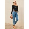 image:imageArachampCloz Womens Wool Blend Off The Shoulder Sweaters Ruched Slim Fit Date Top 2026Black