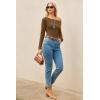 image:imageArachampCloz Womens Wool Blend Off The Shoulder Sweaters Ruched Slim Fit Date Top 2026Brown