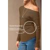 image:imageArachampCloz Womens Wool Blend Off The Shoulder Sweaters Ruched Slim Fit Date Top 2026Brown