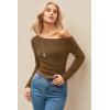 image:imageArachampCloz Womens Wool Blend Off The Shoulder Sweaters Ruched Slim Fit Date Top 2026Brown